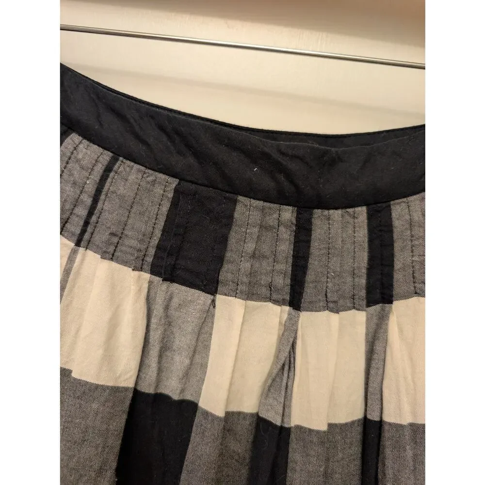 Anthropologie Floreat‎ Floral Embroidered Do Si Do Plaid Pleated Skirt Twee Y2K